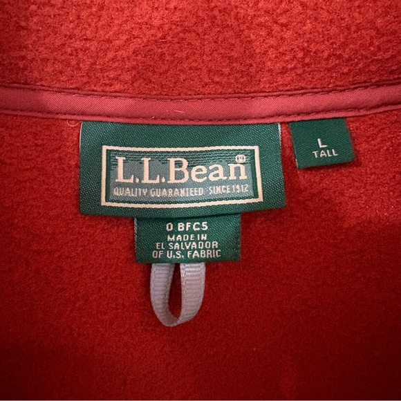 LL Bean Men’s Fleece Quarter Button Up Pullover Orange Sz LT Outdoor Zip Pockets - Picture 3 of 12